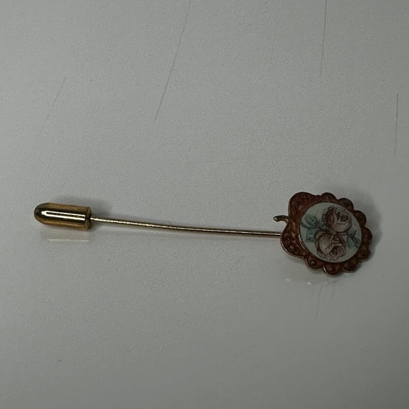 Rose Flower classic stick pin gold tone vintage 80's - Picture 3 of 6